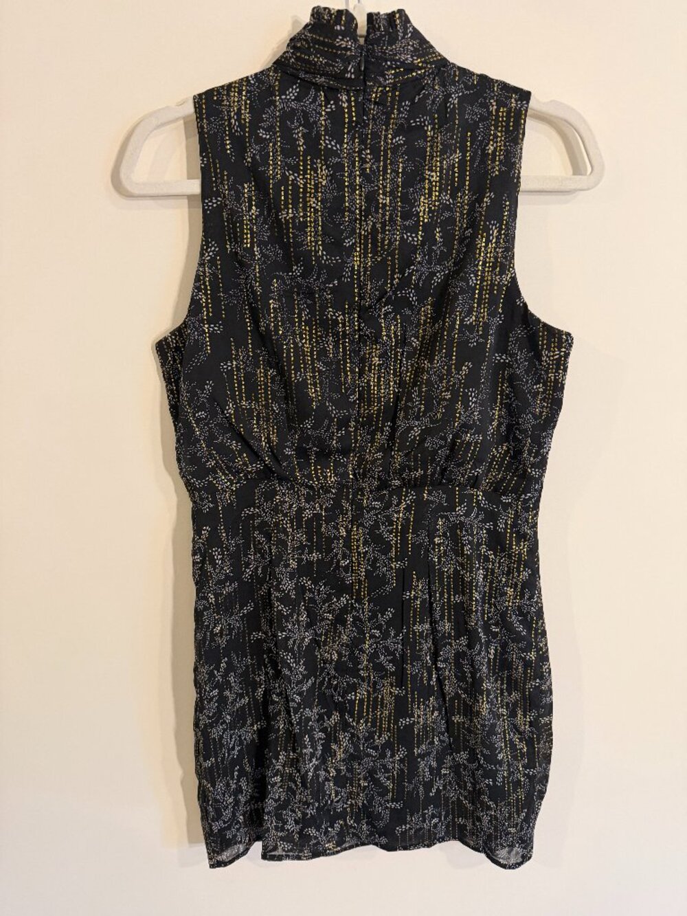 Aqua Bloomingdale's Metallic Mock Neck Faux Wrap Dress Size M